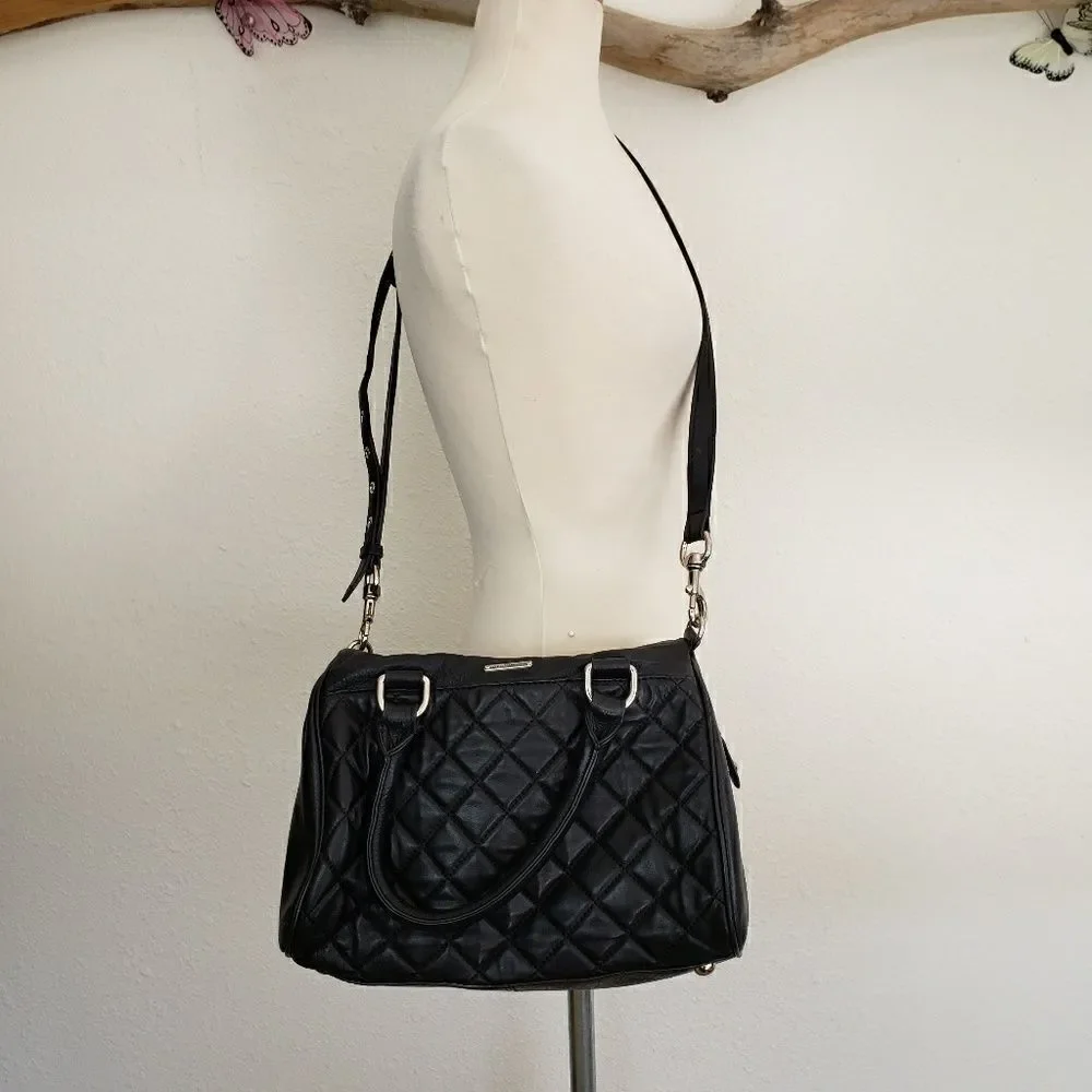 Rebecca minkoff quilted black leather satchel